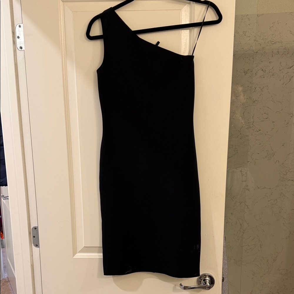 Helmut Lang Black One-Shoulder Dress